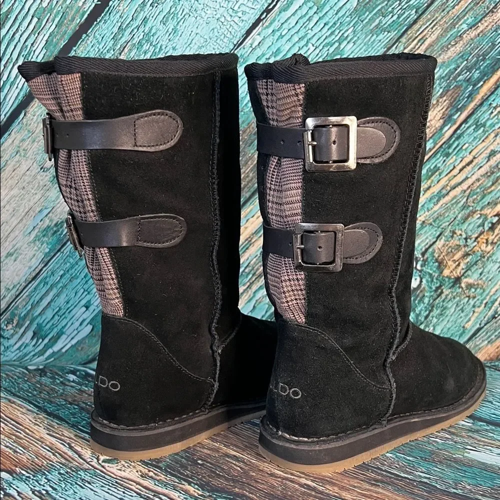 Aldo Black Suede Mid Winter Boots